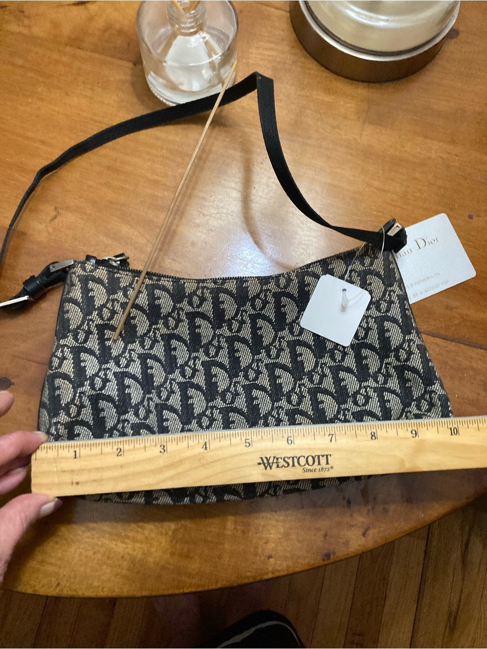 Dior Black and Beige Monogram Jacquard Shoulder Bag - Picture 6 of 11